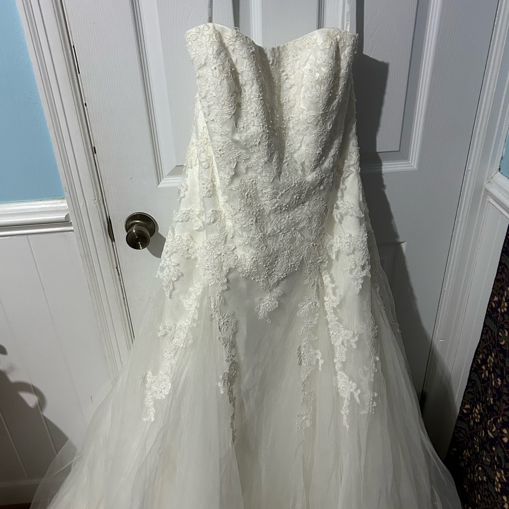 Strapless Lace David’s Bridal Wedding Dress